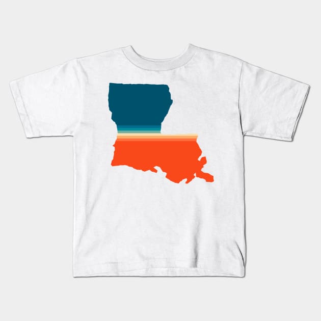 Louisiana State Retro Map Kids T-Shirt by n23tees
